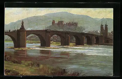 Künstler-AK Heinrich Hoffmann: Heidelberg, Dei alte Neckarbrücke