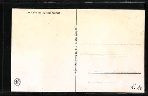 Künstler-AK H. Hoffmann: Bauernhochzeit im Schwarzwald, Kleine Blaskapelle