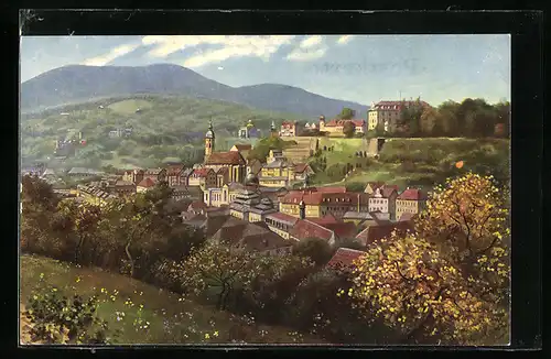 AK Baden-Baden, Blick von der Friedrichshöhe auf die Stadt