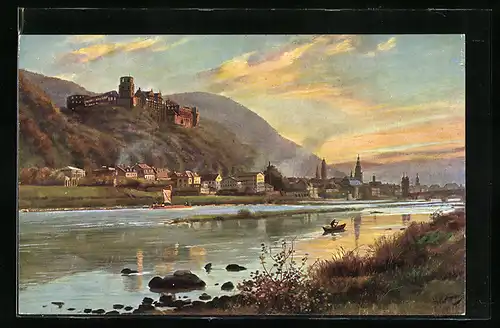 Künstler-AK Heinrich Hoffmann: Heidelberg, Stadt von der Ziegelhäuser Landstrasse gesehen