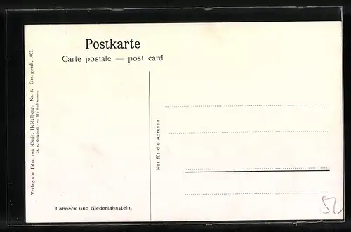 Künstler-AK H. Hoffmann: Lahneck und Niederlahnstein, Blick auf den Rhein