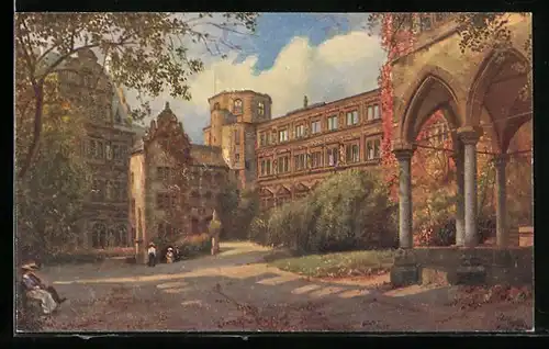 Künstler-AK Heinrich Hoffmann: Heidelberg, im Schlosshof