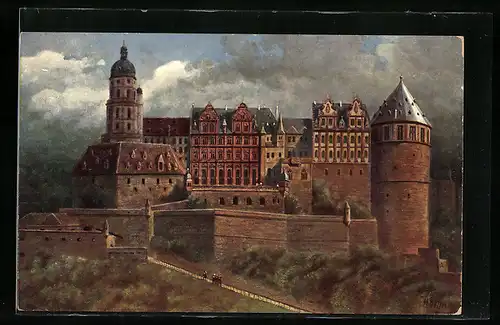Künstler-AK Heinrich Hoffmann: Heidelberg, Das Heidelberger Schloss vor seiner Zerstörung 1620