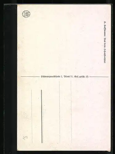 Künstler-AK H. Hoffmann: Landhaus mit Leuten am Bach