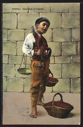 AK Neapel / Napoli, Venditore di fragole, Händler mit seiner Ware