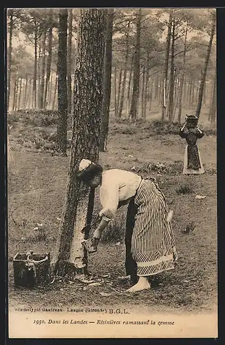 AK Les Landes, Résinières ramassant la gemme, Forstwirtschaft