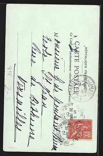 Lithographie Paris, Exposition Universelle 1900, La Poste au Maroc, Briefträger, Postbote