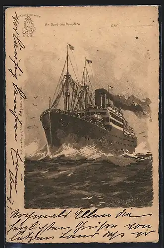 Künstler-AK Stoewer: Passagierschiff auf hoher See