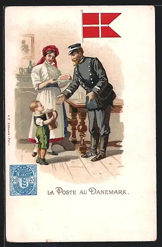 Lithographie La Poste en Danemark