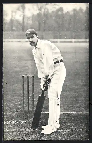 AK D. Denton, Cricketspieler beim Abschlag, Batsman