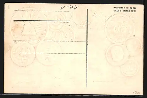 AK Mexiko, Münzen, Flagge, Werttabelle Pesos