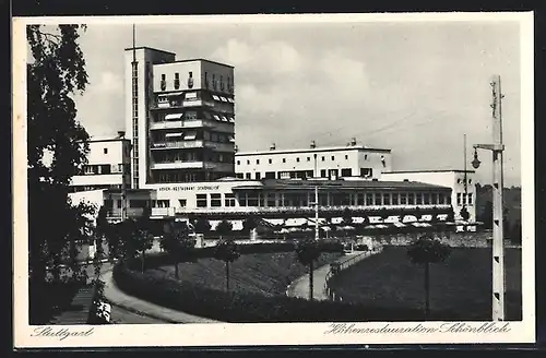 AK Stuttgart, Höhenrestaurant Schönblick, Bauhaus-Stil