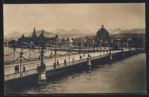 AK Luzern, Sängerfest 1922, Brücke an der Festhütte
