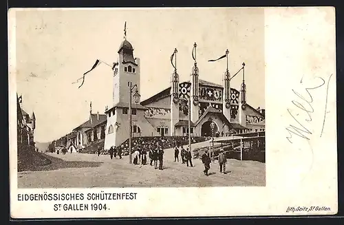 AK St. Gallen, Eidgenössisches Schützenfest 1904, An der Festhalle