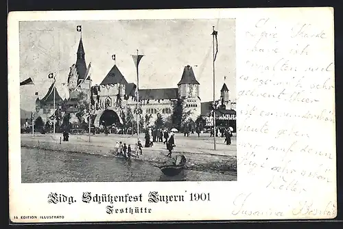 AK Luzern, Eidg. Schützenfest 1901, Blick auf die Festhütte