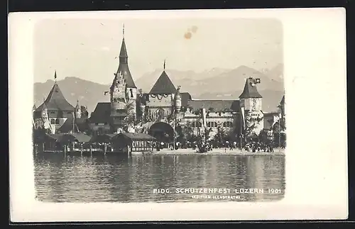 Foto-AK Luzern, Eidg. Schützenfest 1901, Gesamtansicht