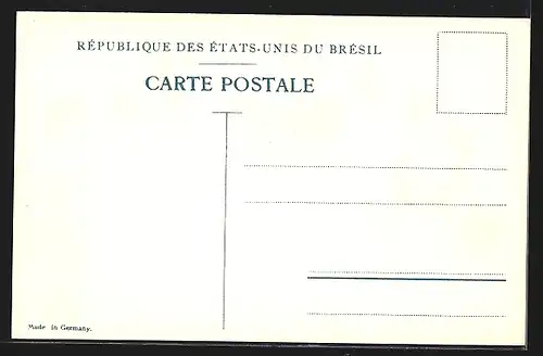 AK Brasilianische Briefmarken mit Wappen, Landkarte