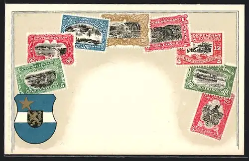 AK Briefmarken des Kongo, Wappen