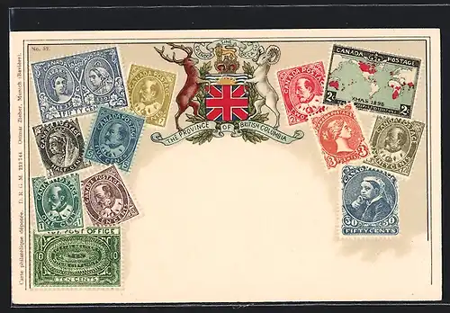 AK Briefmarken und Wappen Canada, British Columbia, Krone