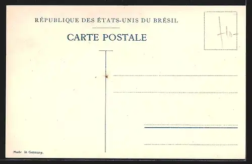 AK Brasilianische Briefmarken mit Wappen, Landkarte