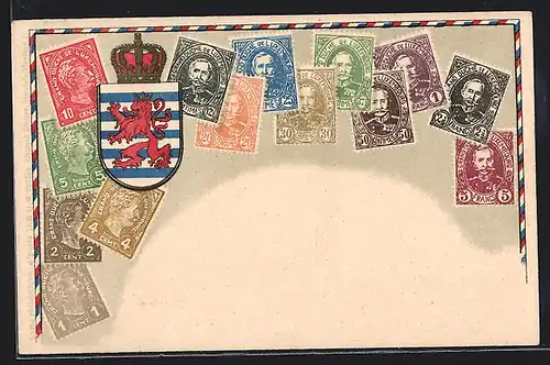 AK Luxembourg, Briefmarken, Wappen