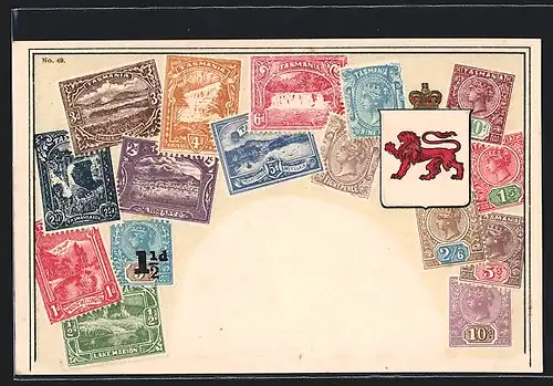 AK Briefmarken und Wappen Tasmaniens, Krone