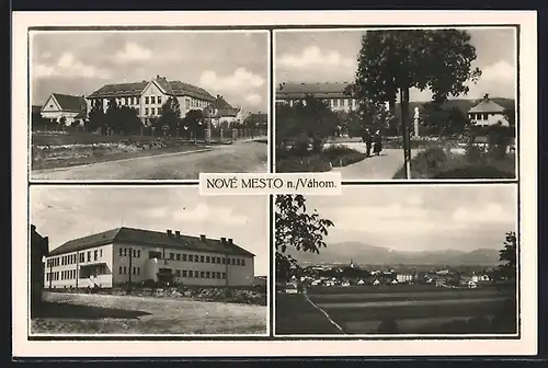 AK Nové Mesto n. Váhom, Gebäudeansicht, Strassenpartie, Denkmal