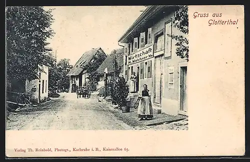 AK Glotterthal, Gasthaus M. Walchner, Strassenpartie