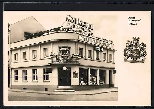 AK Mainz, Hotel Reichspost, Münsterplatz 1