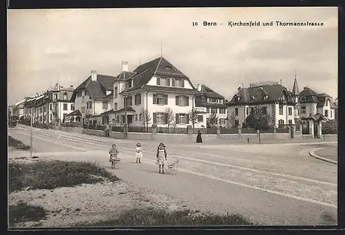 AK Bern, Kirchenfeld und Thormannstrasse, mit Kindern