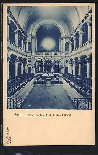 AK Paris, Interieur du Temple de la Rue Buffault, Synagoge