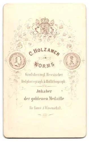 Fotografie C. Holzamer, Worms, Wormser Student im Anzug mit Couleur und Krawatte