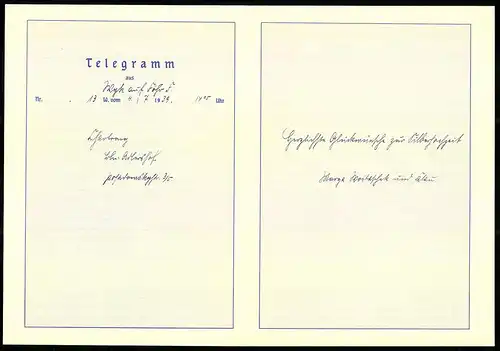 Telegramm Deutsche Reichspost, 1939, Segelschiff mit  und Dampfschiff, Entwurf: Hans Bohrdt