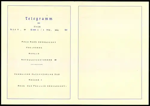 Telegramm Deutsche Reichspost, 1941, Segelschiff mit  & Dampfschiff im Hintergrund, Entwurf: Hans Bohrdt