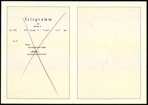 Telegramm Deutsche Reichspost, 1937, Segelschiff mit  und Dampfschiff, Entwurf: Hans Bohrdt