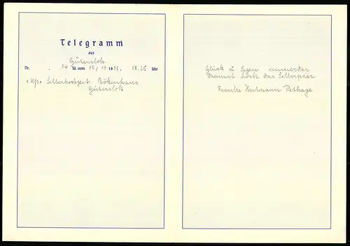 Telegramm Deutsche Reichspost, 1938, Segelschiff mit  und Dampfschiff, Entwurf: Hans Bohrdt