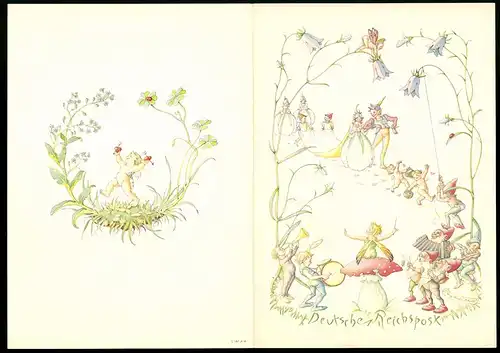 Telegramm Deutsche Reichspost, 1939, Fabelwesen, Elfen - Hochzeit, Putten, Zwerg & Kobold Orchester