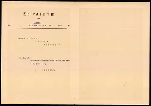 Telegramm Deutsche Reichspost, 1938, Fabelwesen, Elfen - Hochzeit, Putten, Zwerg & Kobold Orchester, Amor-Engel