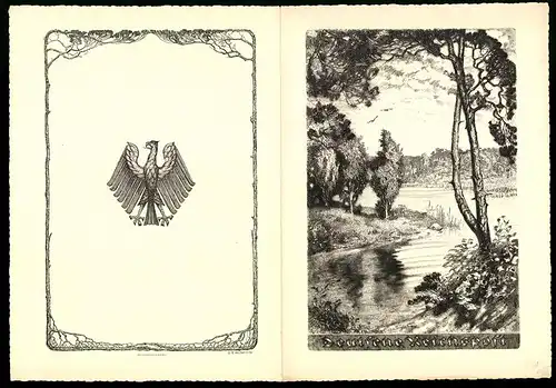 Telegramm Deutsche Reichspost, 1936, Reichsadler, Flusslauf in idyllischer Naturlandschaft