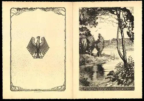 Telegramm Deutsche Reichspost, 1935, Reichsadler, Flusslauf in idyllischer Landschaft