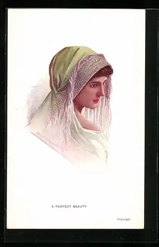 Künstler-AK sign. Anton Horn: Junge Dame mit Schleier