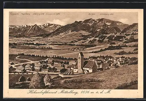 AK Mittelberg, Ortsansicht mit Zugspitze