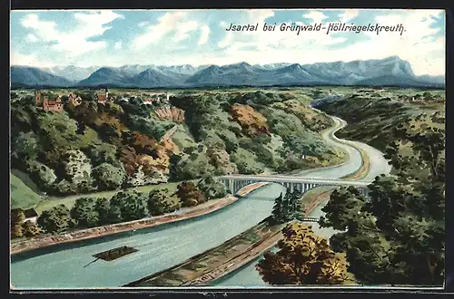 AK Grünwald-Höllriegelskreuth /Isartal, Gesamtansicht