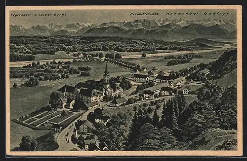 AK Tegernsee, Totalansicht mit Karwendel Gebirge