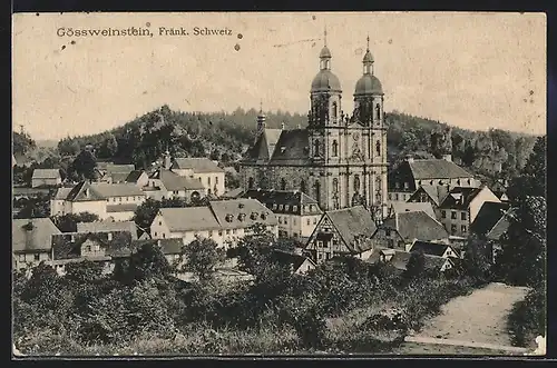 AK Gössweinstein /Fränk. Schweiz, Ortsansicht mit Kirche