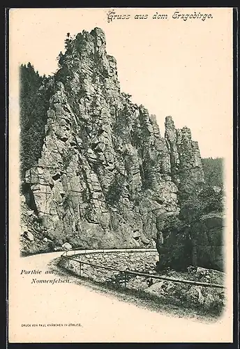 AK Kühnhaide / Erzgebirge, Partie am Nonnenfelsen