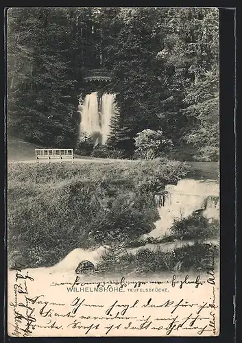 AK Kassel-Wilhelmshöhe, Teufelsbrücke und Wasserfall