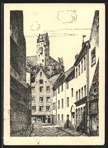 Künstler-AK Füssen, Blick auf das Schloss