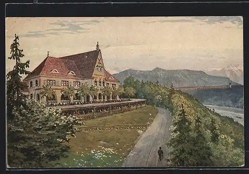 Künstler-AK Grünwald, Restaurant zur Römerschanze