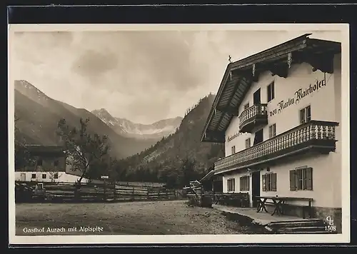 AK Aurach, Gasthof Aurach mit Aiplspitze